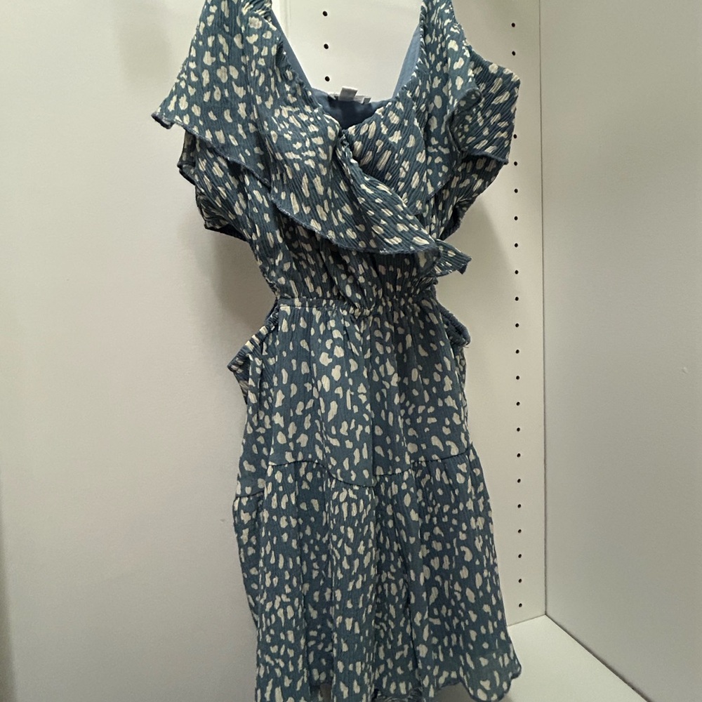 Lelis blue and white polka dot cut out romper
